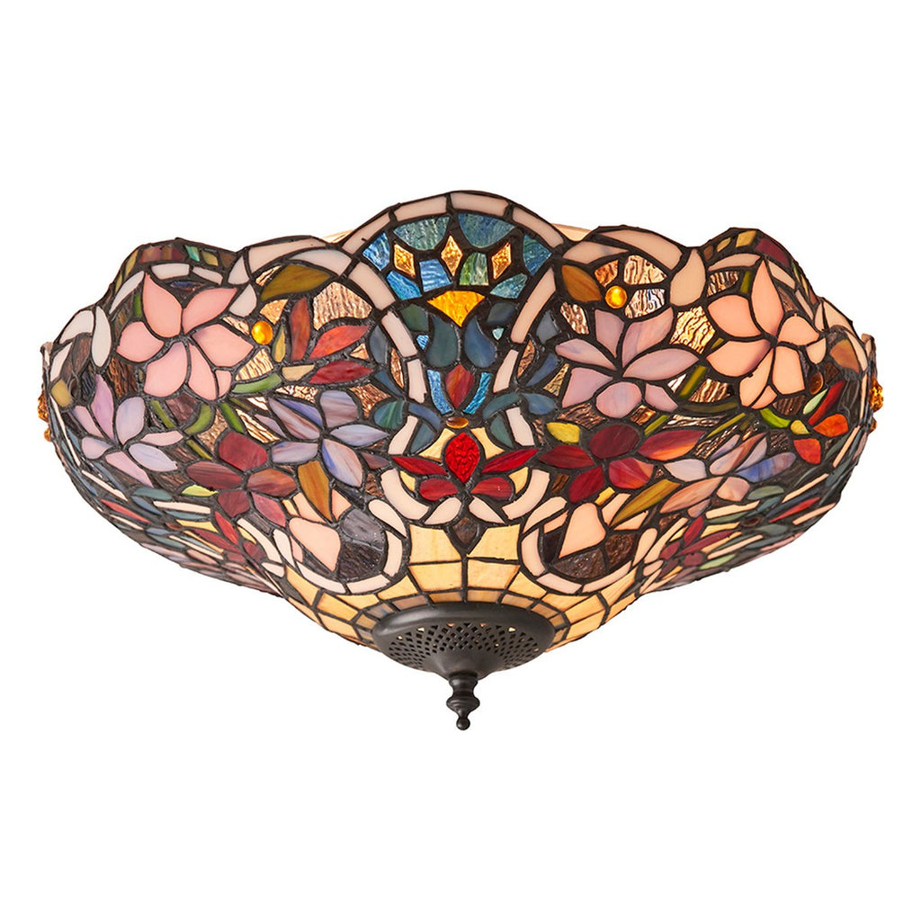 Interiors 1900 Sullivan Medium 2 Light Tiffany Flush Ceiling Light in Satin Black