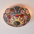 Interiors 1900 Sullivan Medium 2 Light Tiffany Flush Ceiling Light in Satin Black