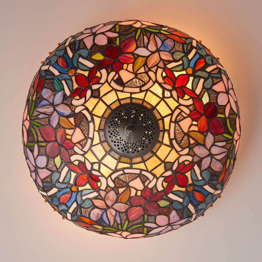 Interiors 1900 Sullivan Medium 2 Light Tiffany Flush Ceiling Light in Satin Black