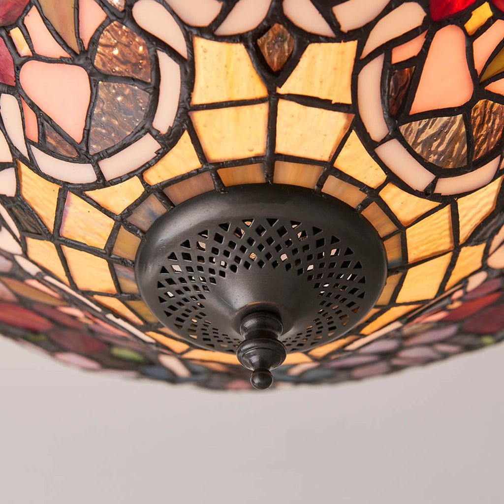 Interiors 1900 Sullivan Medium 2 Light Tiffany Flush Ceiling Light in Satin Black