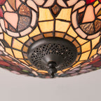 Interiors 1900 Sullivan Medium 2 Light Tiffany Flush Ceiling Light in Satin Black