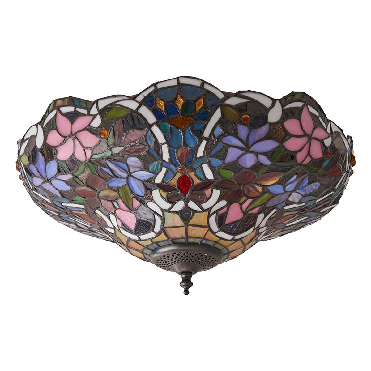 Interiors 1900 Sullivan Medium 2 Light Tiffany Flush Ceiling Light in Satin Black