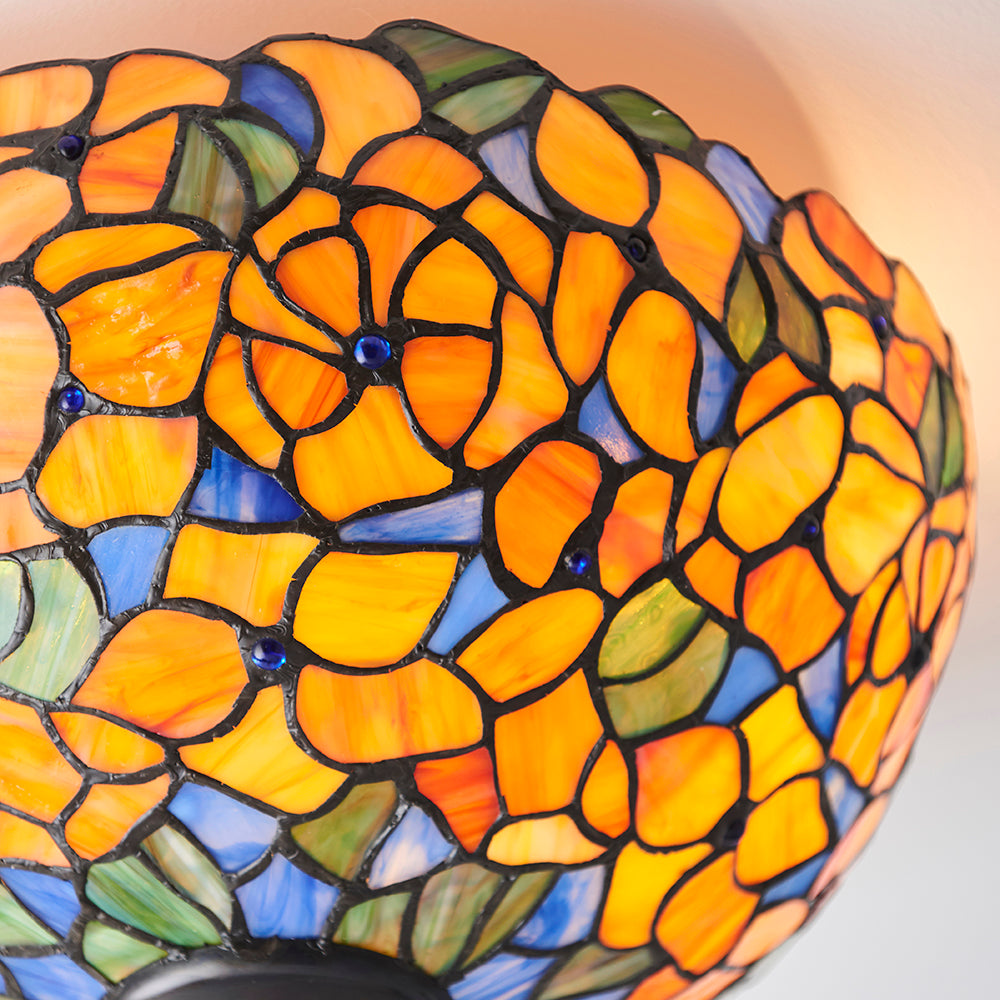 Interiors 1900 Josette 2 Light Tiffany Flush Ceiling Light