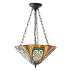 Interiors 1900 Hector Medium 3 Light Inverted Tiffany Pendant Light in Satin Black
