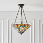 Interiors 1900 Hector Medium 3 Light Inverted Tiffany Pendant Light in Satin Black