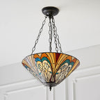 Interiors 1900 Hector Medium 3 Light Inverted Tiffany Pendant Light in Satin Black