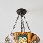 Interiors 1900 Hector Medium 3 Light Inverted Tiffany Pendant Light in Satin Black