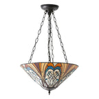 Interiors 1900 Hector Medium 3 Light Inverted Tiffany Pendant Light in Satin Black