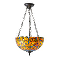 Interiors 1900 Josette 3 Light Tiffany Pendant Light in Satin Black