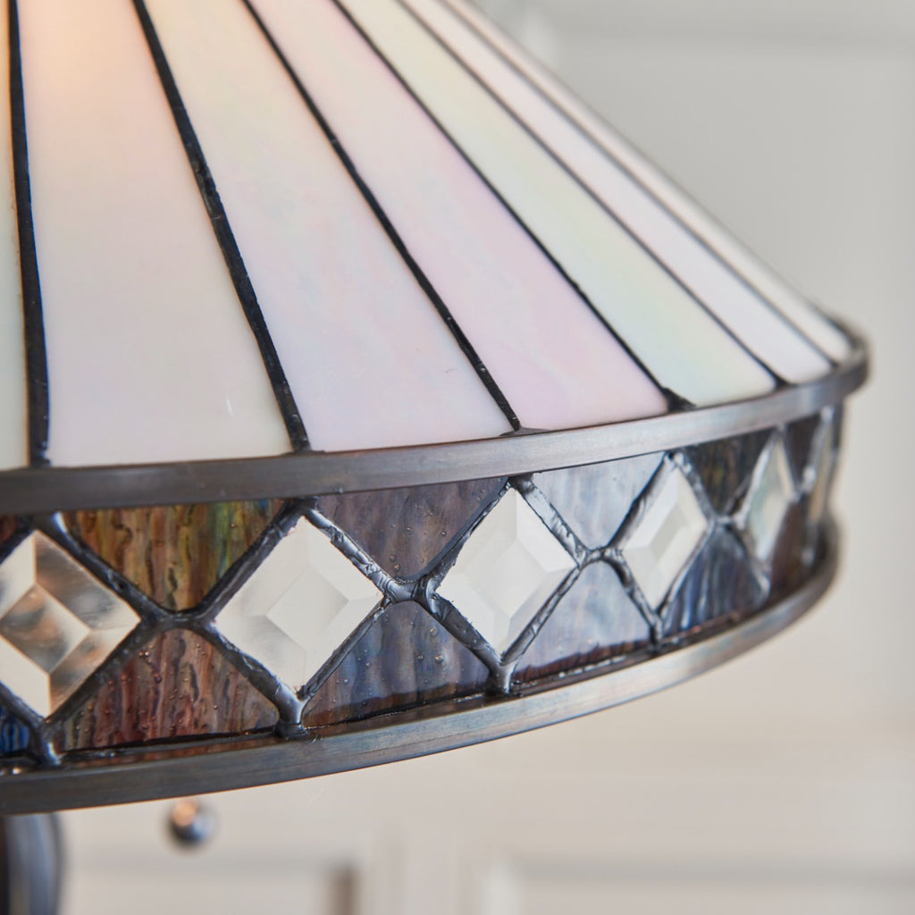 Interiors 1900 Fargo 2 Light Tiffany Floor Lamp in Satin Black