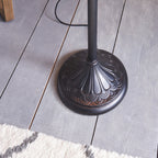Interiors 1900 Dragonfly 2 Light Tiffany Floor Lamp in Satin Black & Beige Glass
