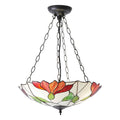 Interiors 1900 Botanica 3 Light Inverted Tiffany Pendant Light in Satin Black