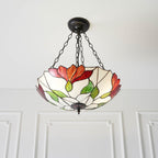 Interiors 1900 Botanica 3 Light Inverted Tiffany Pendant Light in Satin Black