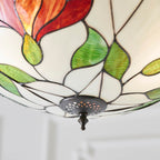 Interiors 1900 Botanica 3 Light Inverted Tiffany Pendant Light in Satin Black