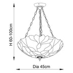 Interiors 1900 Botanica 3 Light Inverted Tiffany Pendant Light in Satin Black