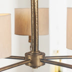 Endon Indara 5 Light Pendant Light in Hammered Bronze with Natural Linen Mix Fabric