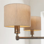 Endon Indara 5 Light Pendant Light in Hammered Bronze with Natural Linen Mix Fabric