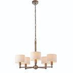 Endon Indara 5 Light Pendant Light in Hammered Bronze with Natural Linen Mix Fabric