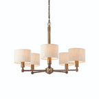 Endon Indara 5 Light Pendant Light in Hammered Bronze with Natural Linen Mix Fabric