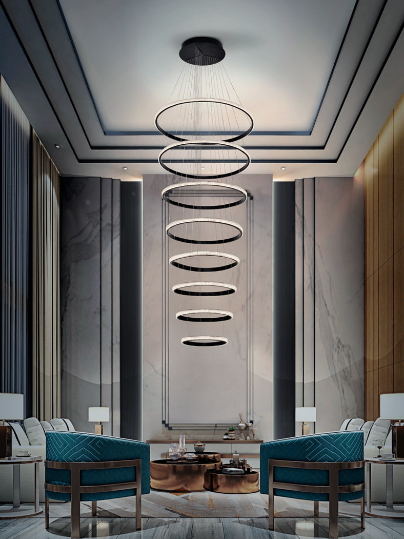 Schuller Ring 8 Light Pendant Light in Sanded Matt Black