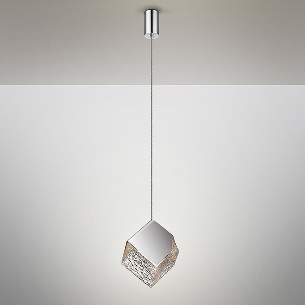 Schuller Priscila Single Pendant Light with Chrome Cube Shade