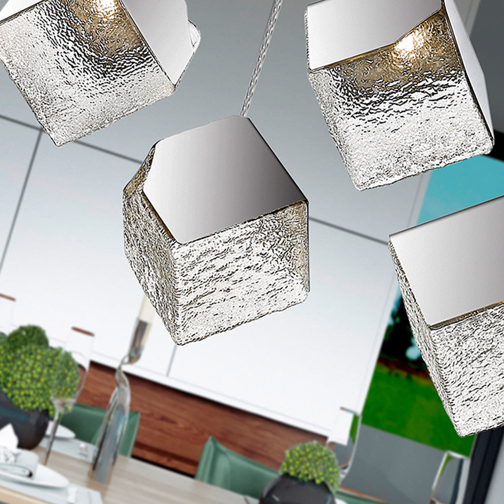 Schuller Priscila 5 Light Bar Pendant Light with Chrome Cube Shades