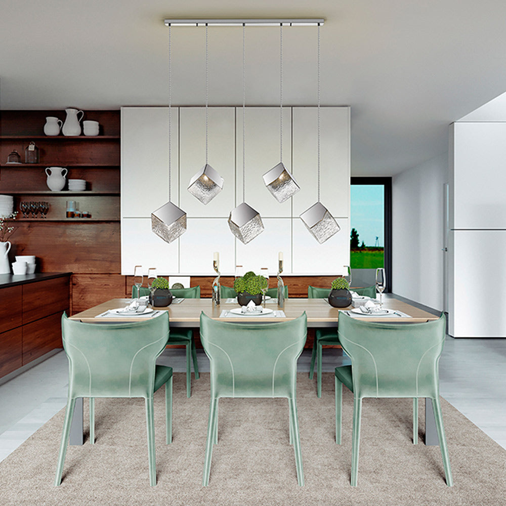 Schuller Priscila 5 Light Bar Pendant Light with Chrome Cube Shades