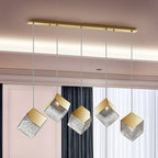 Schuller Priscila 5 Light Bar Pendant Light with Gold Cube Shades
