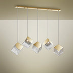 Schuller Priscila 5 Light Bar Pendant Light with Gold Cube Shades