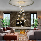 Schuller Priscila 12 Light Pendant Light with Gold Cube Shades