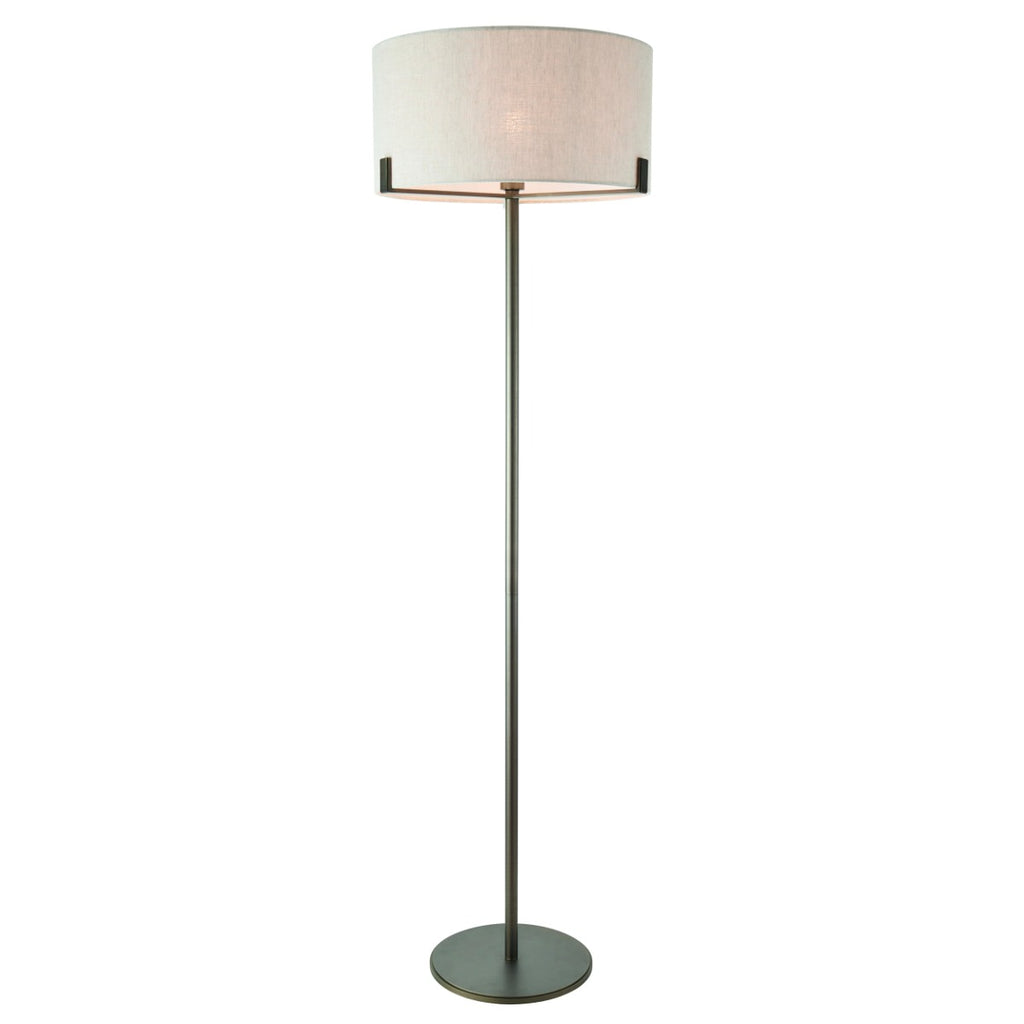 Endon Hayfield Floor Lamp in Brushed Bronze with Natural Linen Shade