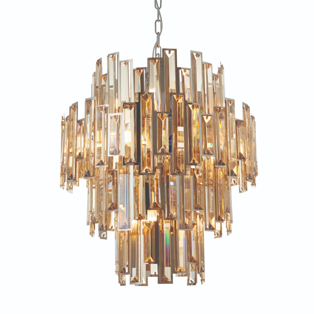 Endon Viviana 12 Light pendant Chrome with Tinted Glass Shade