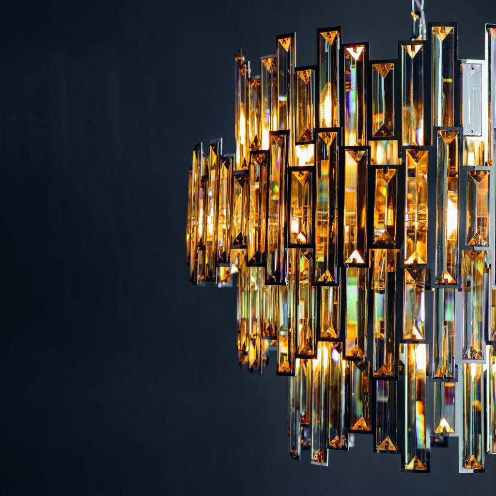 Endon Viviana 15 Light pendant Chrome with Tinted Glass Shade