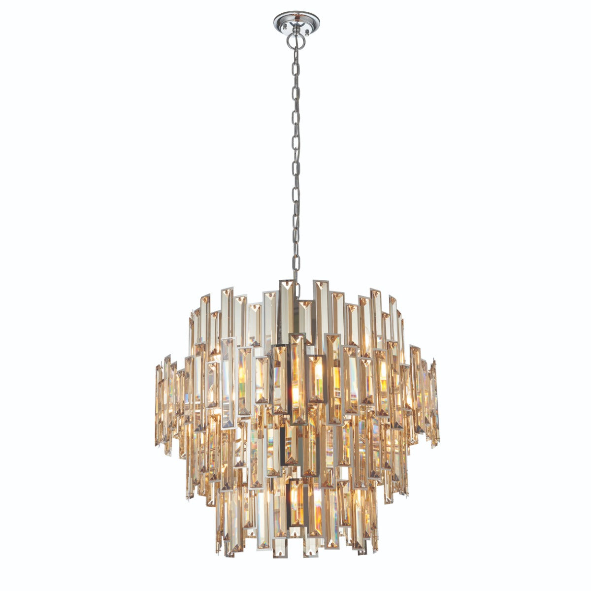 Endon Viviana 15 Light pendant Chrome with Tinted Glass Shade