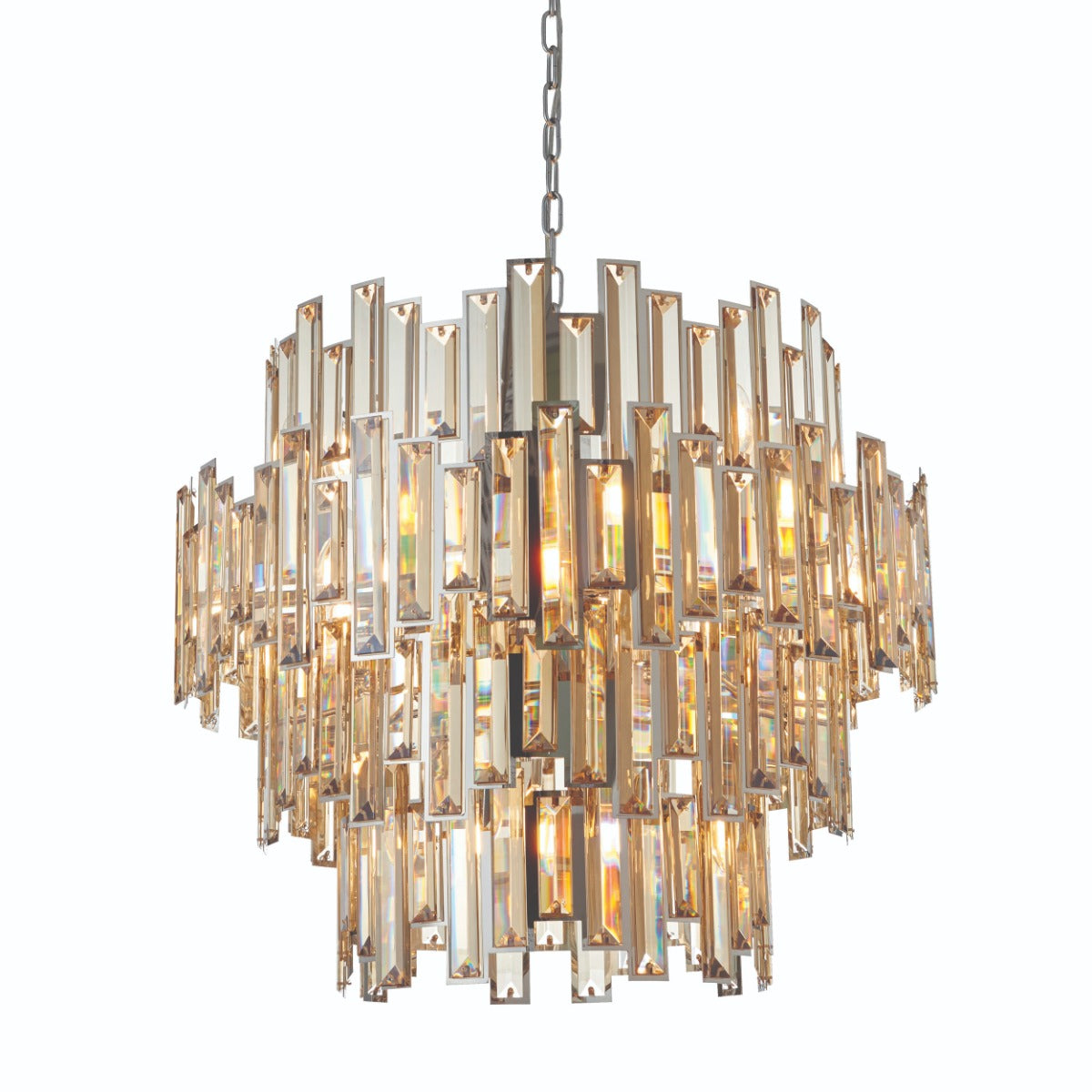 Endon Viviana 15 Light pendant Chrome with Tinted Glass Shade