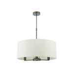 Endon Daley Single Pendant Light in Dark Antique Bronze with Marble Fabric