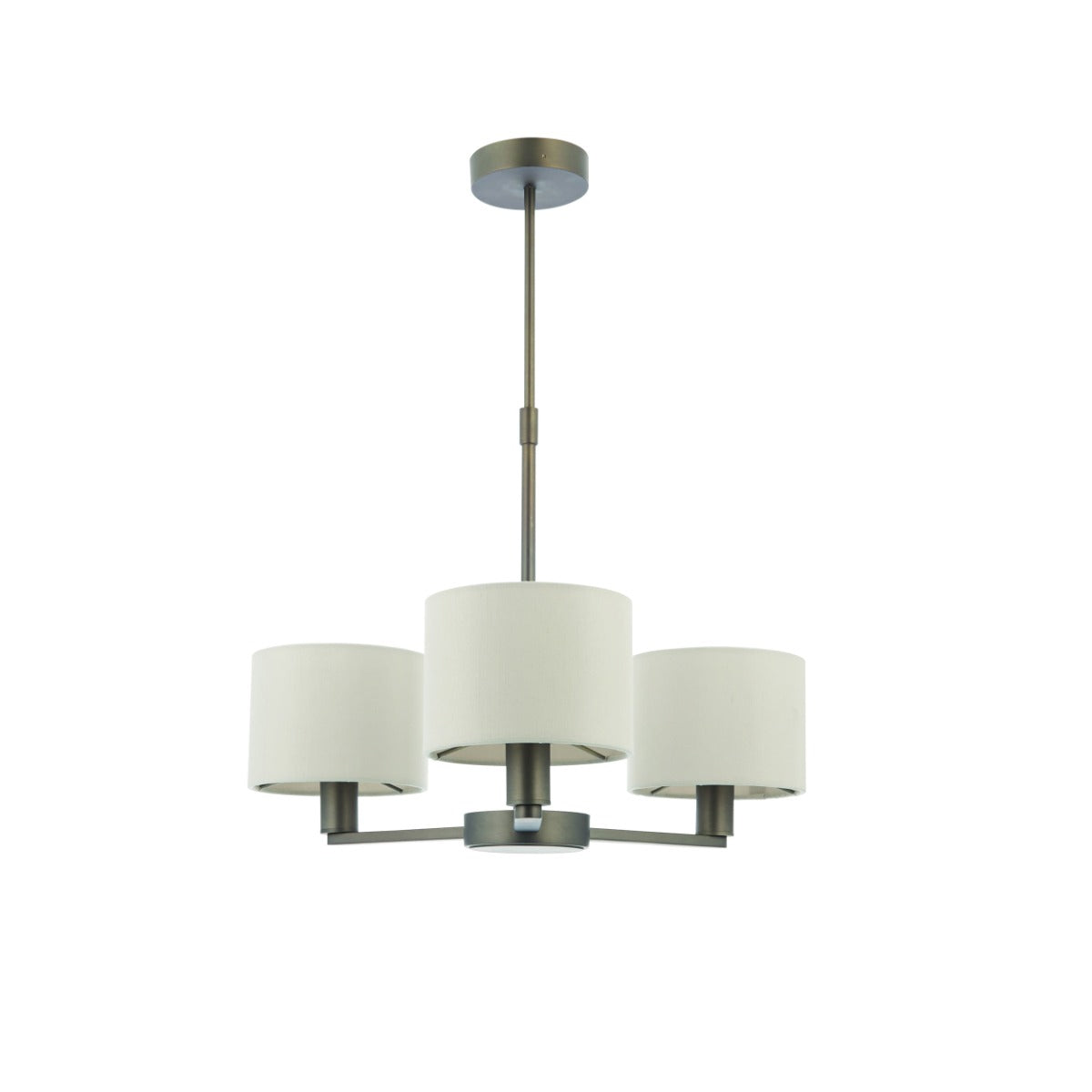 Endon Daley 3 Light Pendant Light in Dark Antique Bronze with Marble Fabric