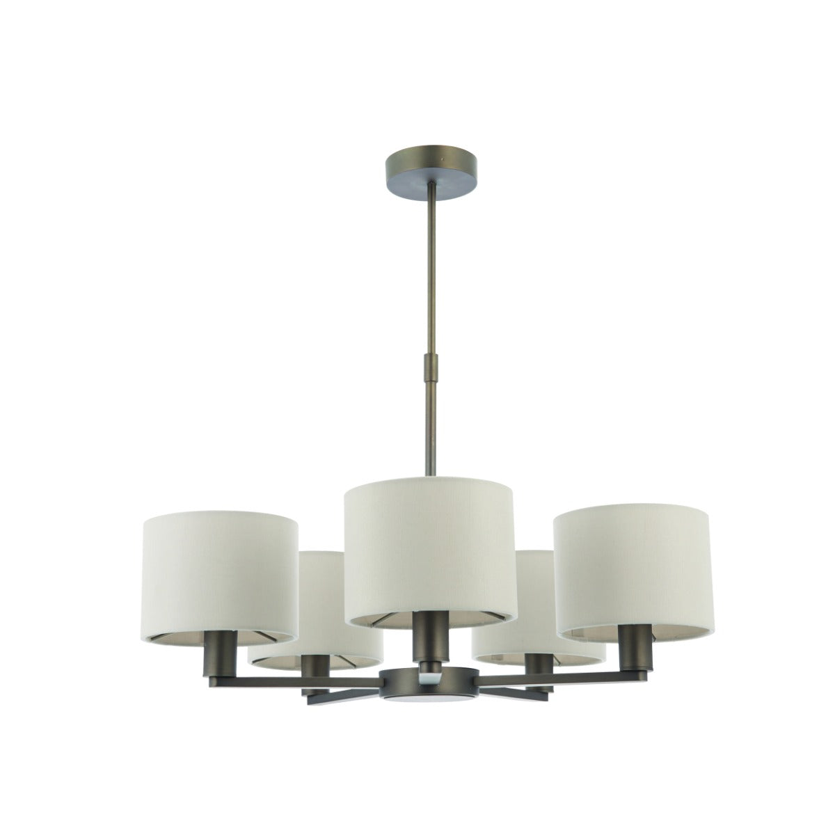 Endon Daley 5 Light Pendant Light in Dark Antique Bronze with Marble Fabric