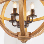 Endon Toba 4 Light Pendant Light in Mango Wood and Dark Bronze Paint