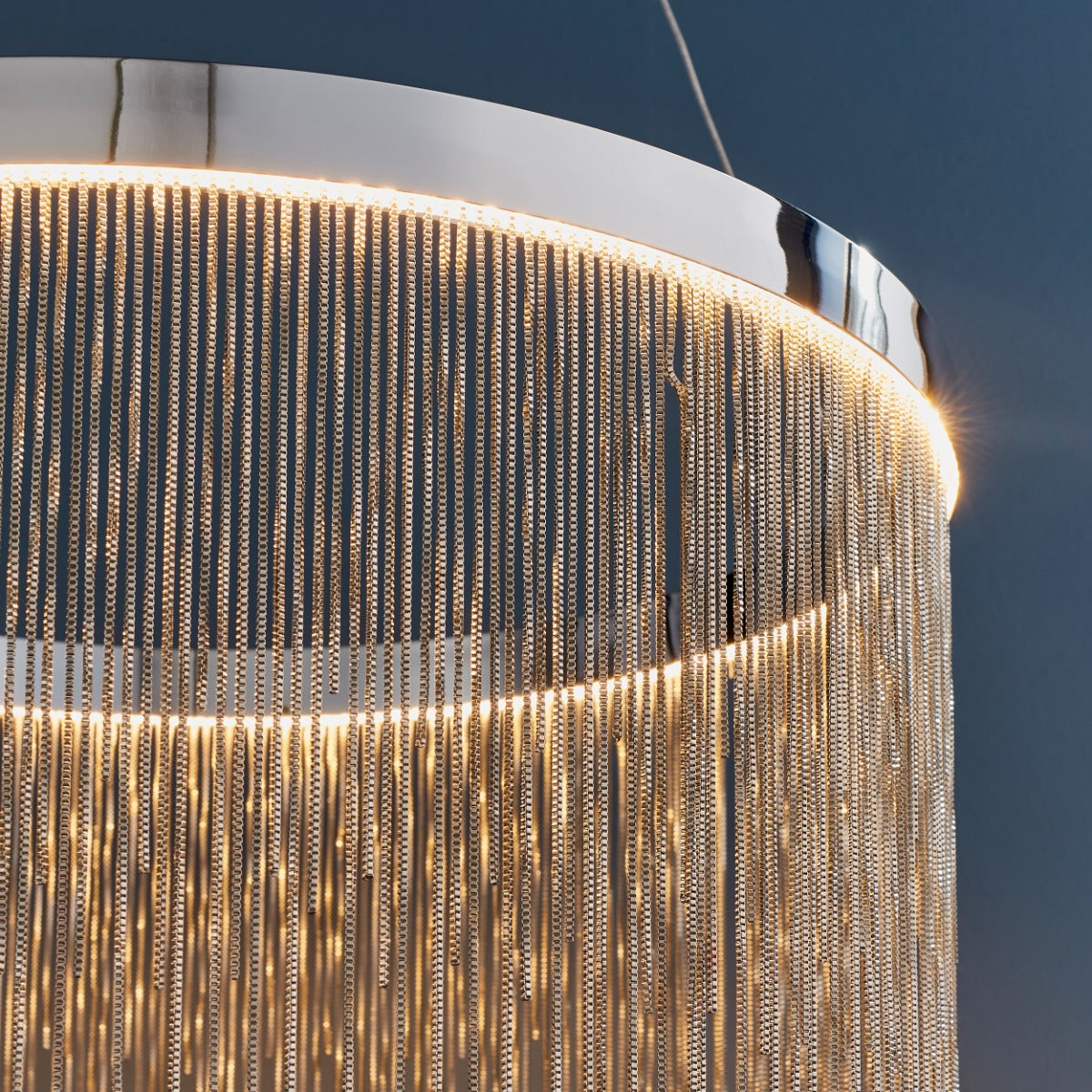 Endon Zelma 1 Light Pendant Light in Chrome with Silver Effect Chain