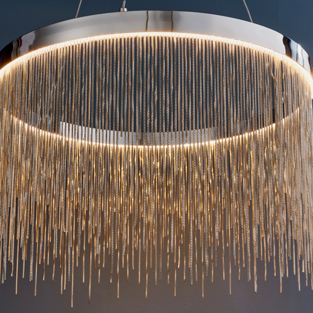 Endon Zelma 1 Light Pendant Light in Chrome with Silver Effect Chain