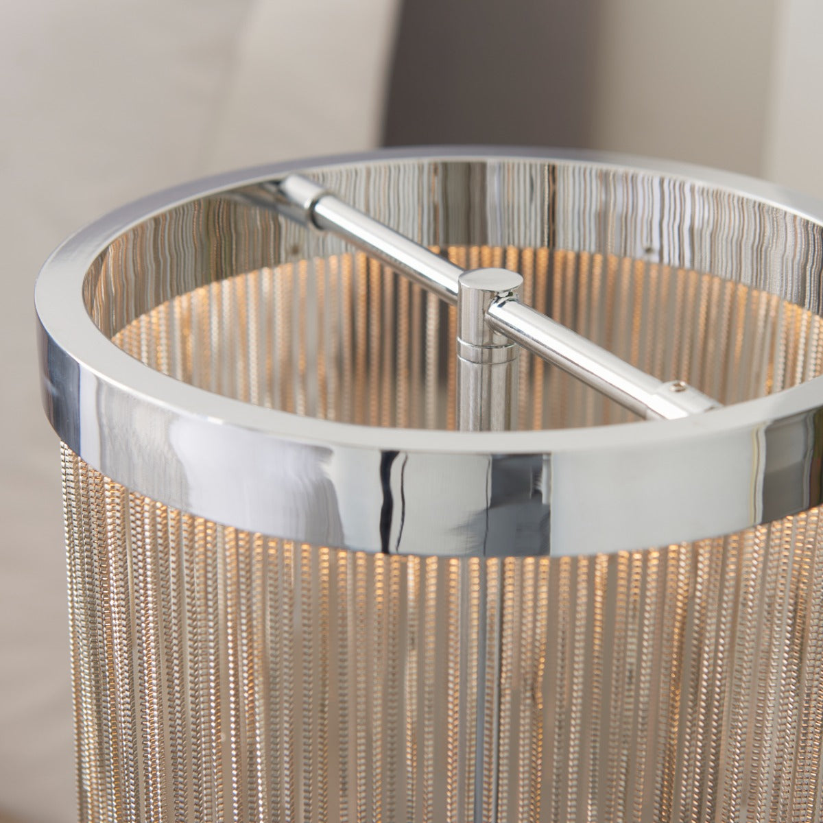 Endon Zelma Table Lamp in Chrome with Silver Effect Chain