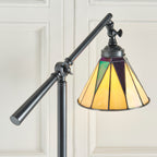 Interiors 1900 Dark Star Tiffany Task Floor Lamp in Black with Iridised Glass Inserts