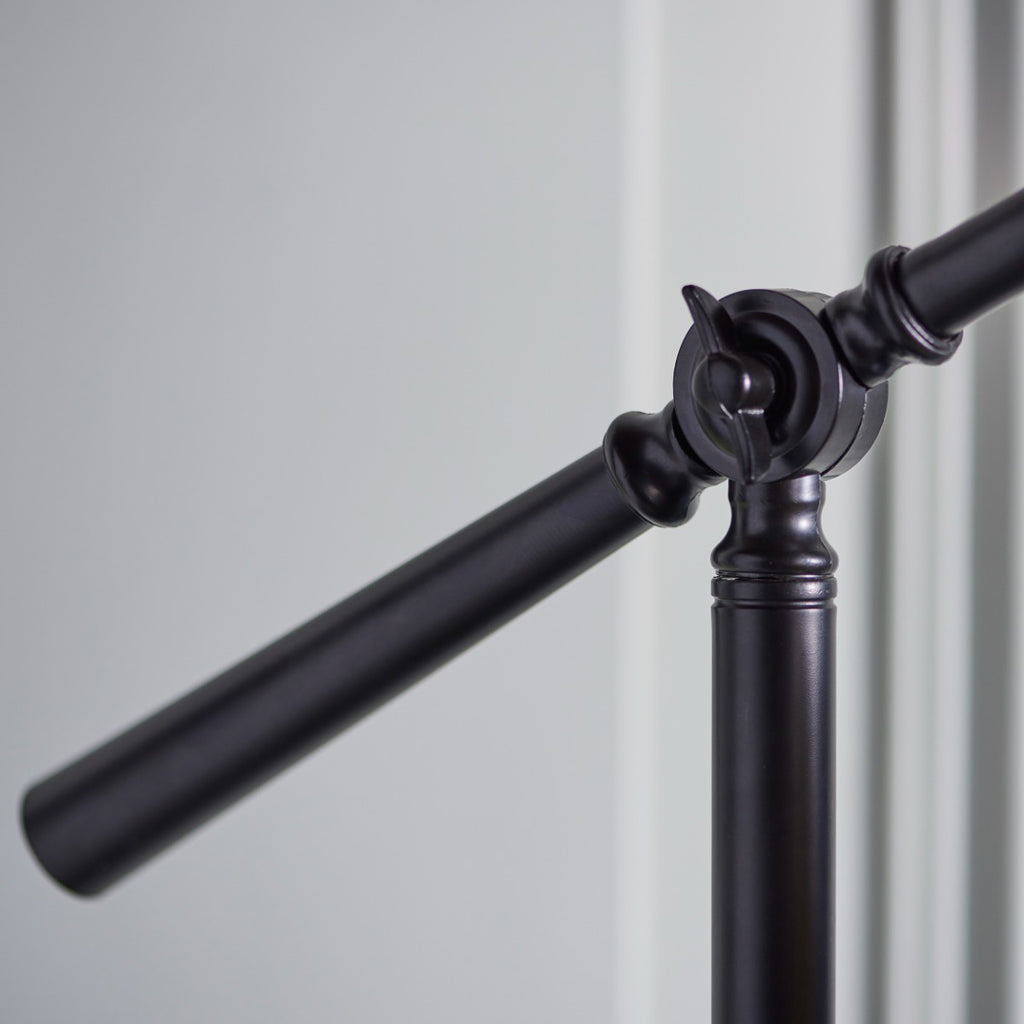 Interiors 1900 Dark Star Tiffany Task Floor Lamp in Black with Iridised Glass Inserts