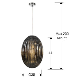 Schuller Ovila Medium Single Pendant Light in Smoke Grey Shade