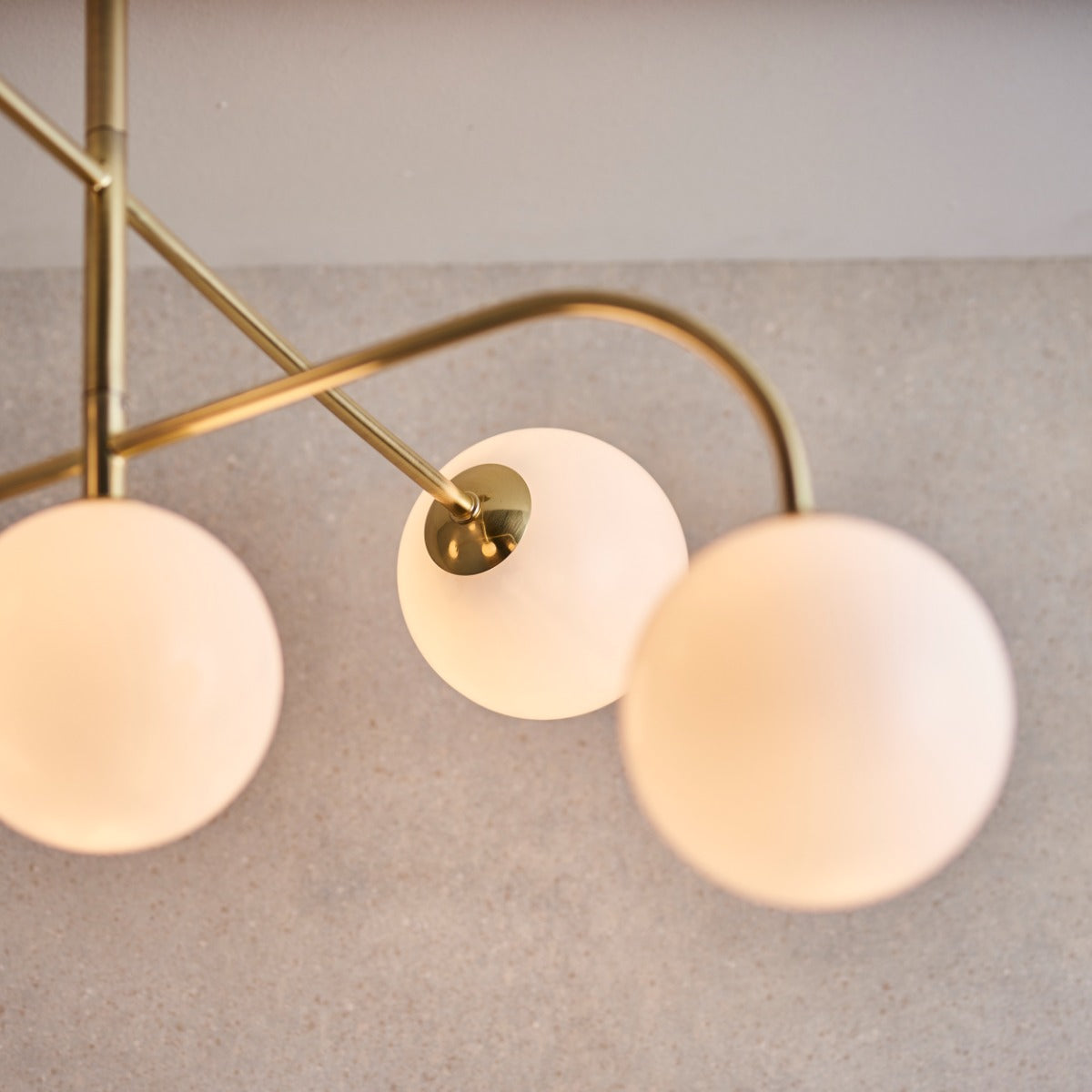 Endon Otto 5 Light Semi Flush Ceiling Light in Satin Brass with Opal Glass