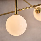 Endon Otto 5 Light Semi Flush Ceiling Light in Satin Brass with Opal Glass