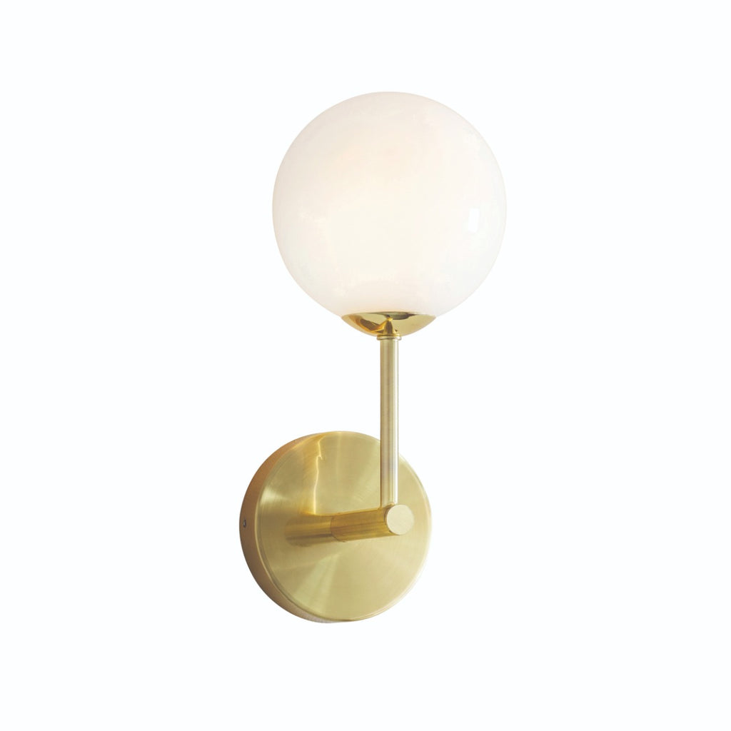 Endon Otto 1 Light Wall Light in Satin Brass with Opal Glass