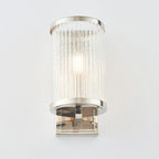 Endon Easton 1 Light Wall Light in Bright Nickel with Ribbed Bubble Glass