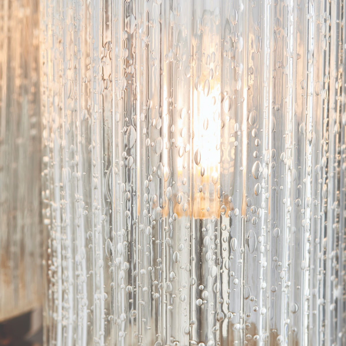 Endon Easton 1 Light Wall Light in Bright Nickel with Ribbed Bubble Glass